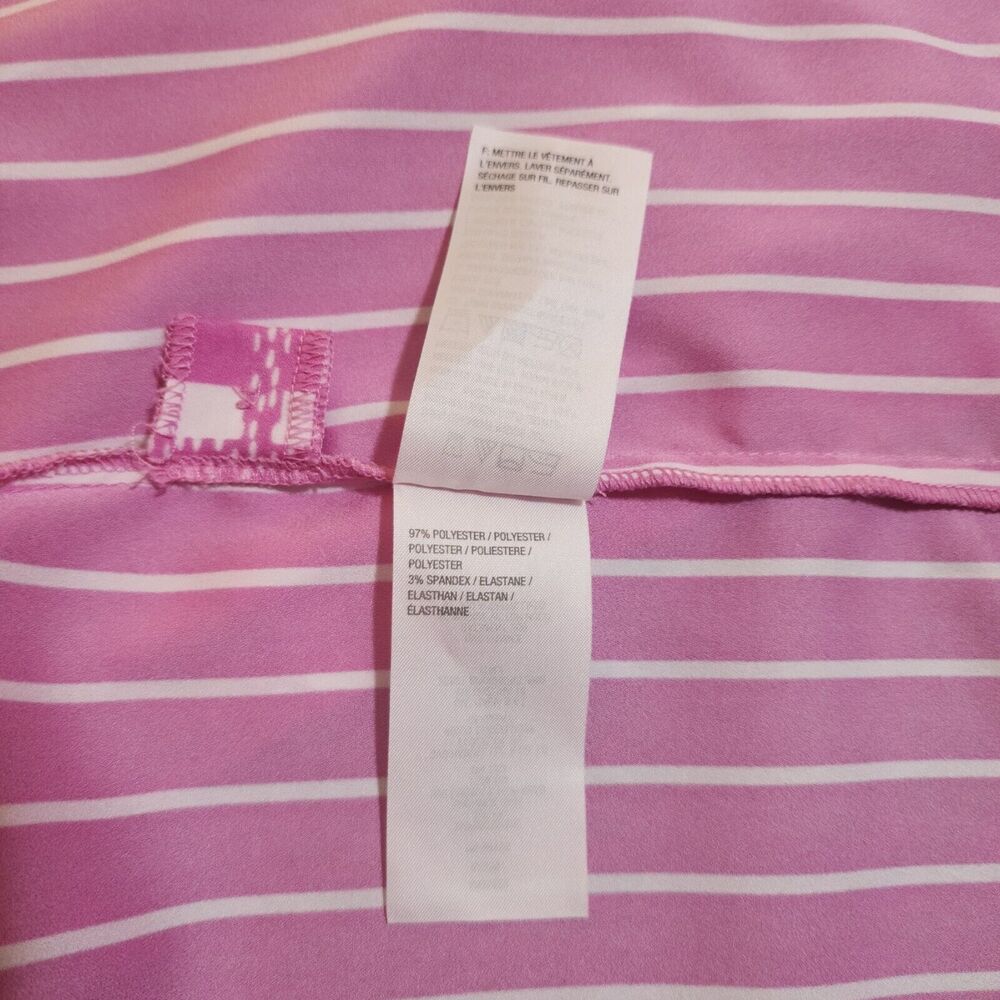 Bob Mackie Wearable Art Womens Button-Up Shirt Size 1X Pink White Lightweight - Picture 7 of 8